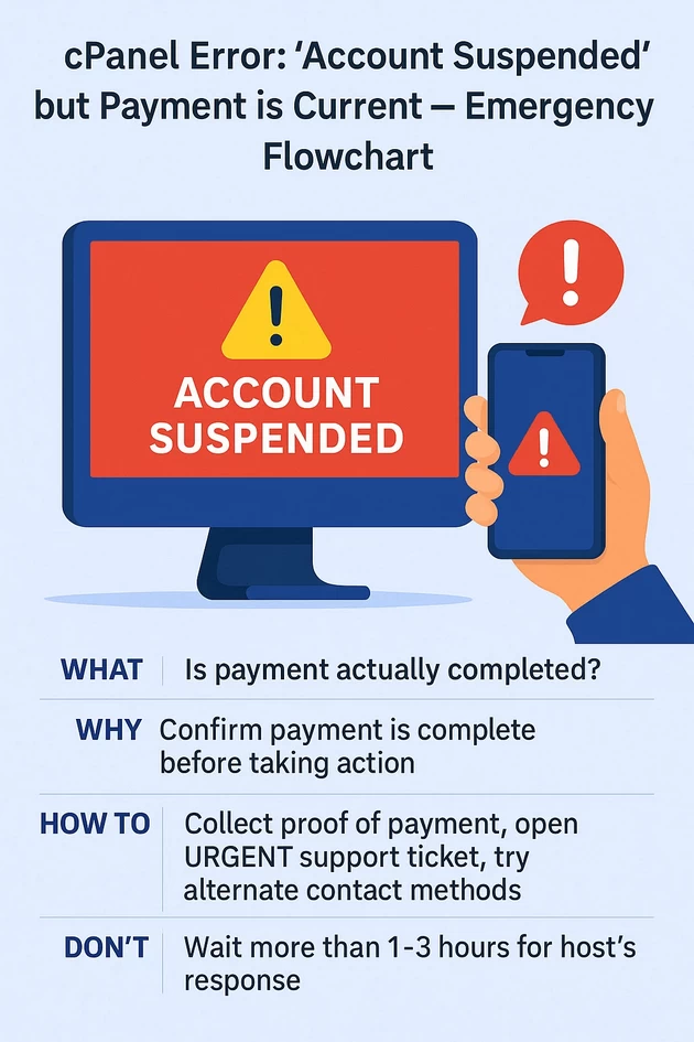 cPanel Account Suspended but Payment Is Current — Emergency Access & Fix