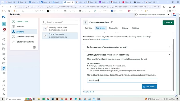 Checking website URL in Test event to track the events by user