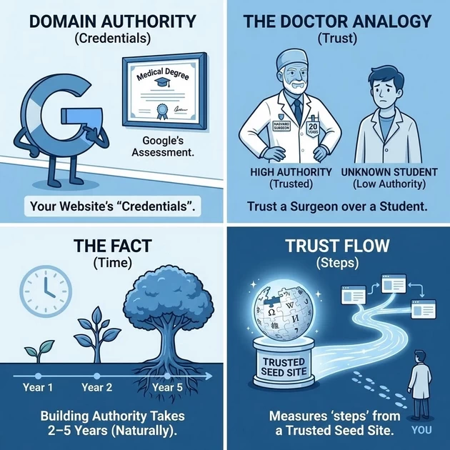 domain authority is google assessment of your credentials