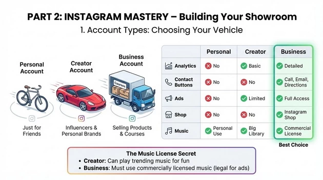 Instagram mastery of personal creator and business account