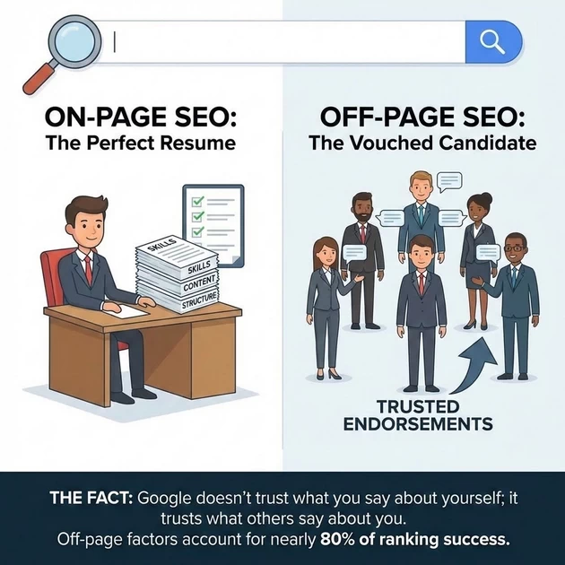 explanation about what is on page seo vs off page seo