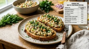 Add a comparison table showing "Cooking Time: Meat vs. Vegetarian Proteins.