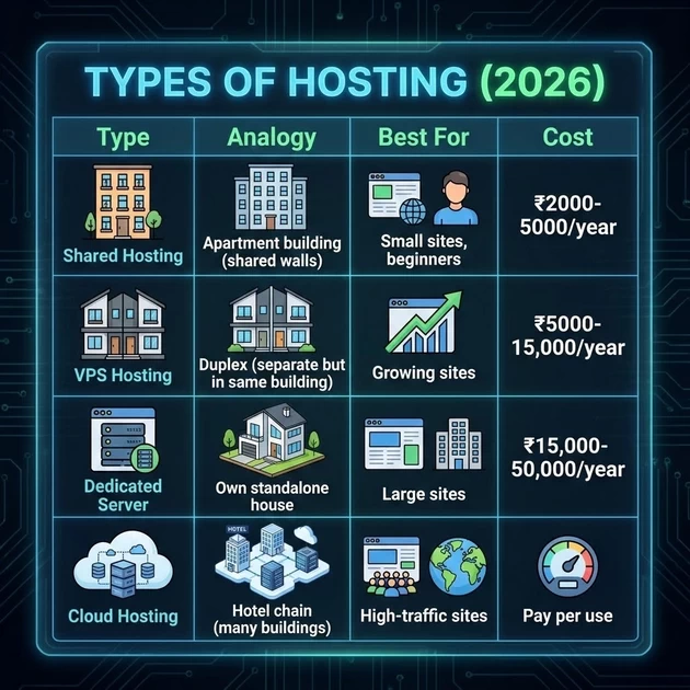 these are the types of hosting like shared cloud