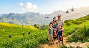 Affordable family vacation in Vietnam with cable car view