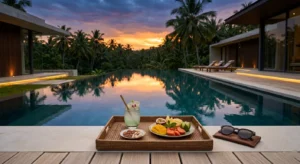 Affordable luxury travel featuring a private villa pool in a tropical destination