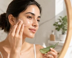 Using fresh aloe vera as a natural home remedy for wrinkles