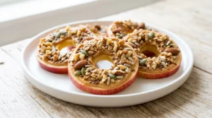 easy snacks to make at home in 5 minutes - peanut butter apple rings