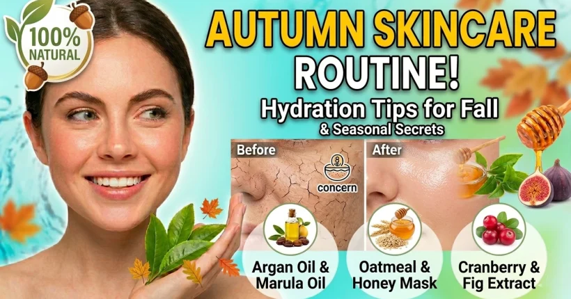 autumn skincare routine for hydration with nourishing products to prevent dry and dull skin in fall season