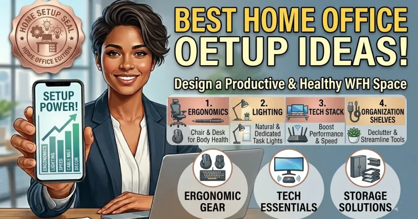 best home office setup ideas with ergonomic desk comfortable chair and organized workspace for productivity