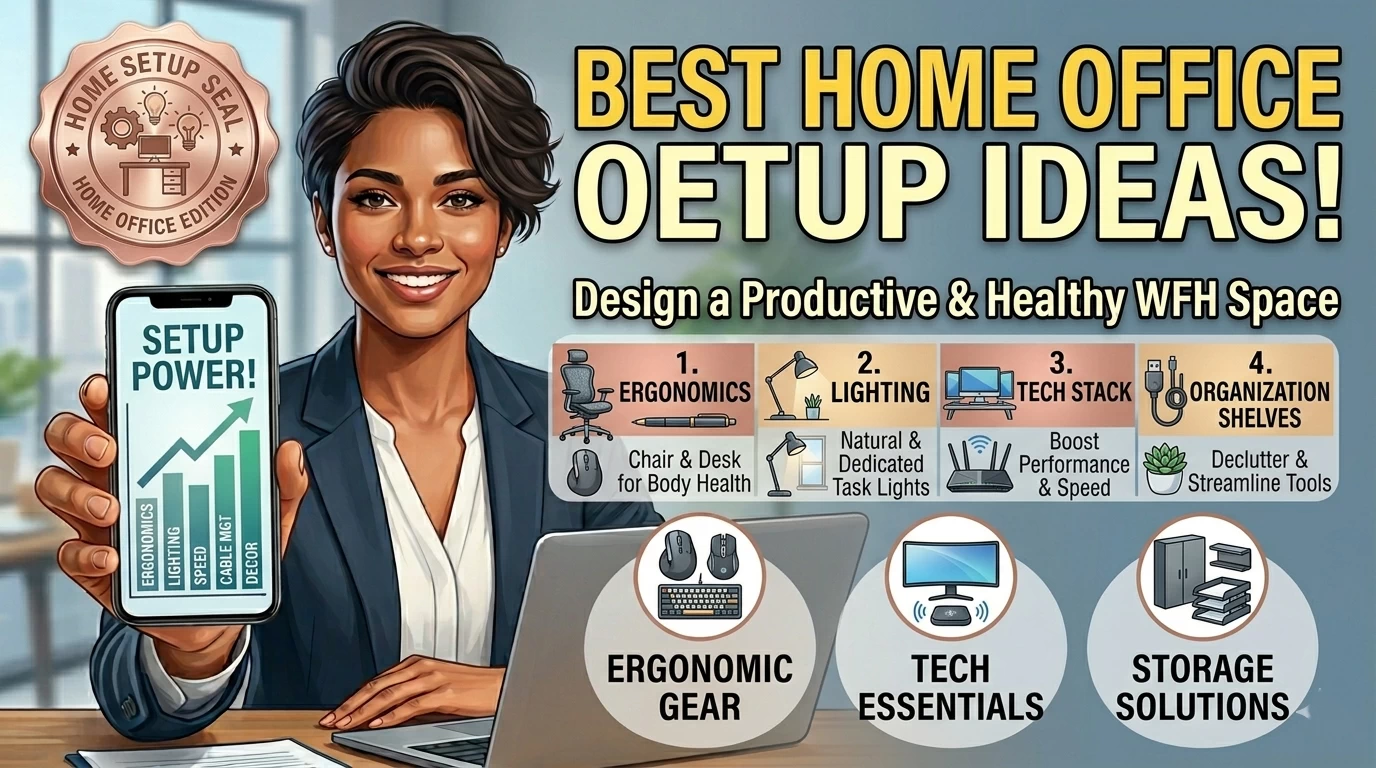 best home office setup ideas with ergonomic desk comfortable chair and organized workspace for productivity