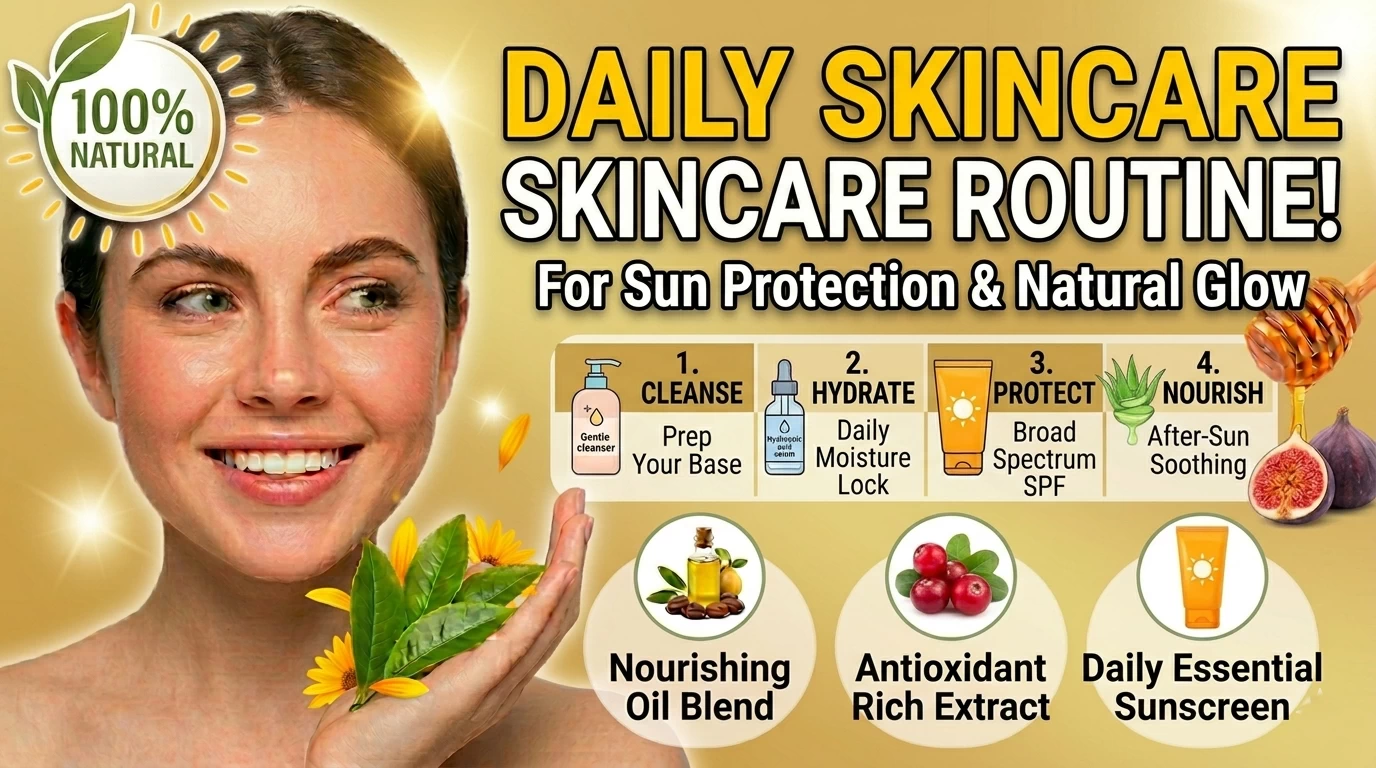 daily skincare routine for sun protection using sunscreen and lightweight products to prevent sun damage