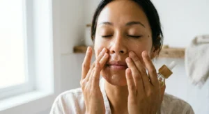 Using a cool green tea compress to soothe facial redness and rosacea