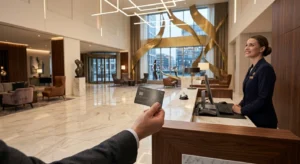 Premium travel credit card with airport lounge access benefits
