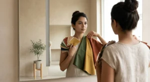 skin tone color analysis woman choosing clothes based on undertone