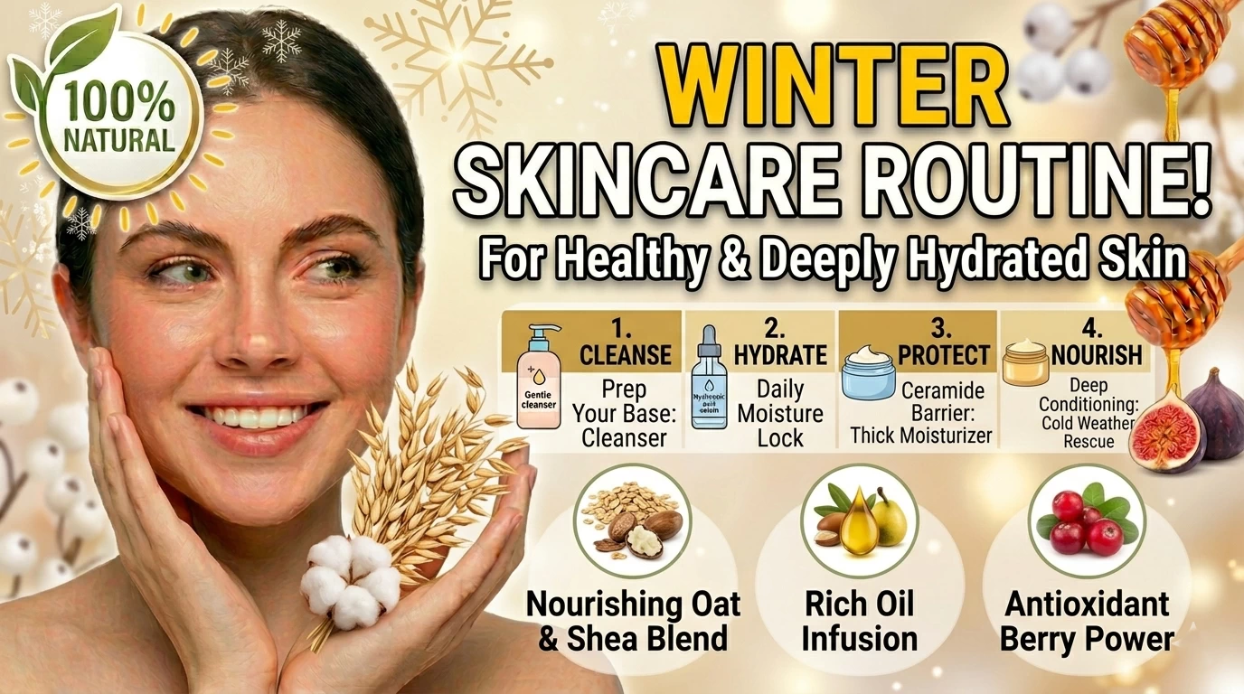 winter skincare routine for healthy skin using moisturizing and nourishing products to prevent dryness