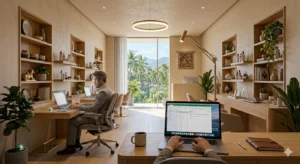 freelancer working from home laptop setup for beginners