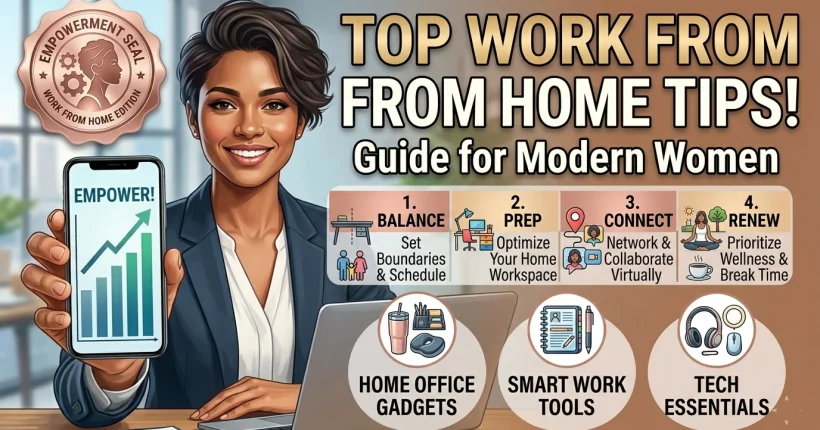 work from home tips for women to improve productivity balance and comfort in a home office setup