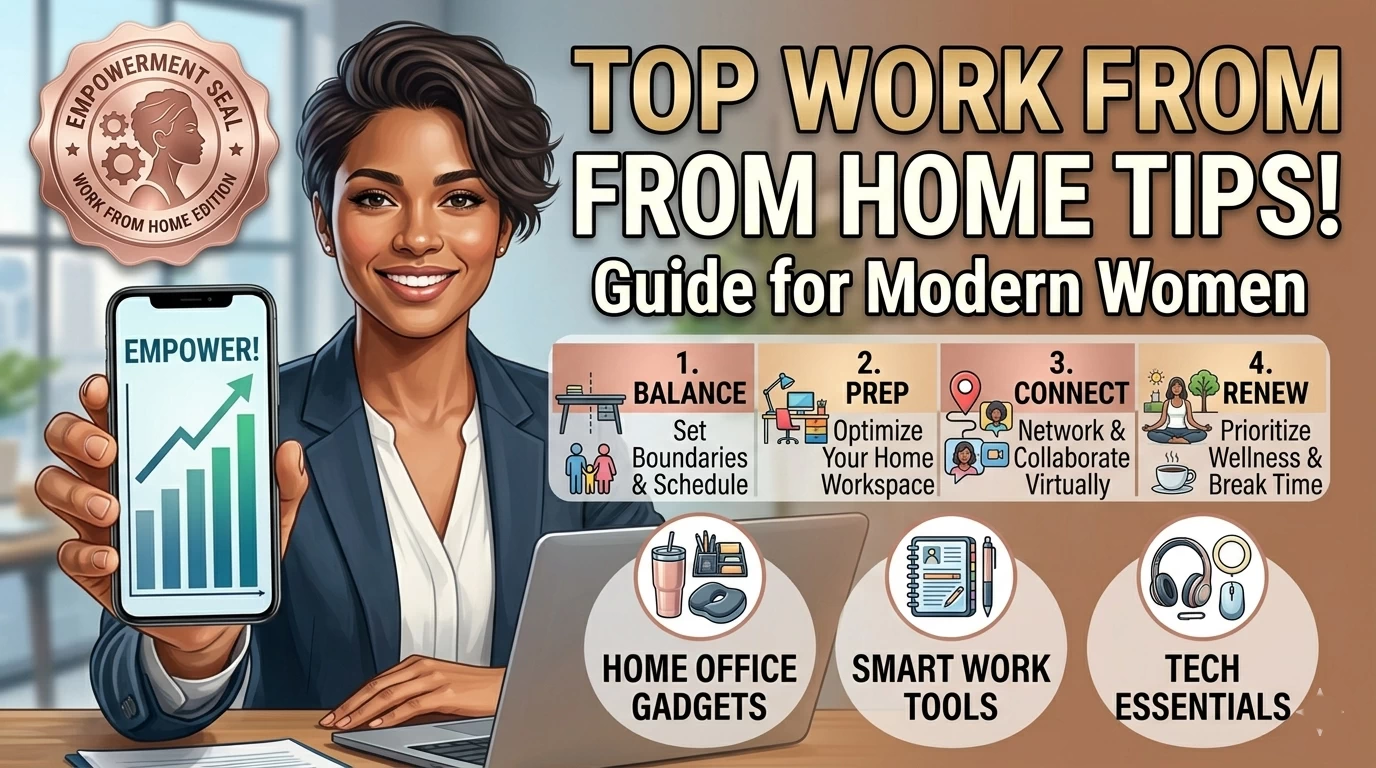 work from home tips for women to improve productivity balance and comfort in a home office setup