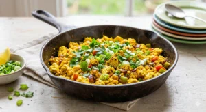 easy 10 minute breakfast recipes for busy mornings vegetarian - turmeric tofu scramble