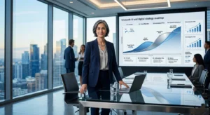 A Fractional AI CIO presenting a technology roadmap to an executive corporate board.
